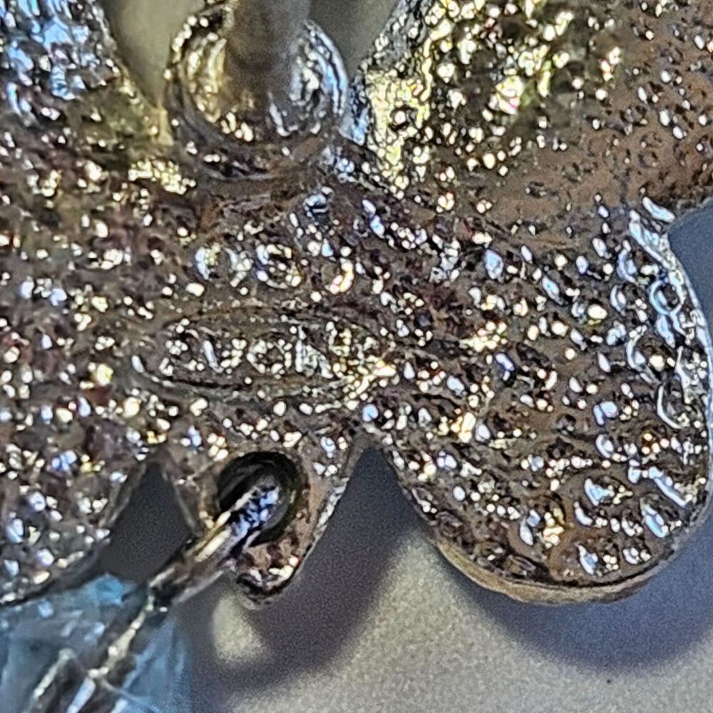 Avon Birthstone March Aquamarine Butterfly Pin Silver Tone Vintage Lapel - Picture 5 of 10